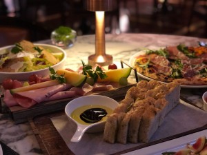 Beautiful dinner spread with candlelight