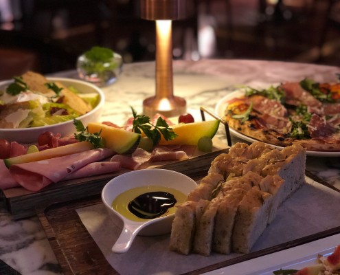 Beautiful dinner spread with candlelight